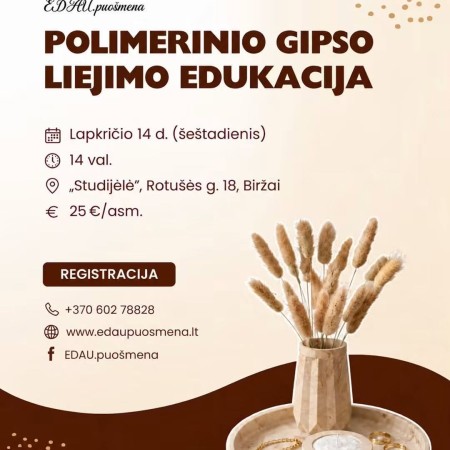 Polimerinio gipso liejimo edukacija