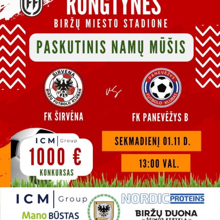 LFF II lygos čempionato rungtynės. FK Širvėna- FK Panevėžys B