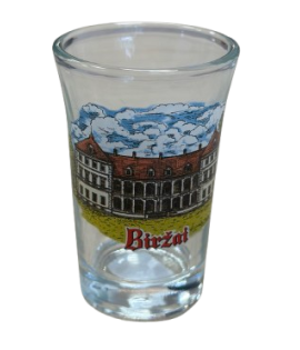 Suvenyrinis stikliukas „Biržai“ (aukštas, platėjantis)